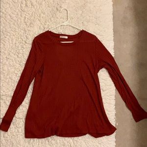 long sleeve mock neck top with back cutout
